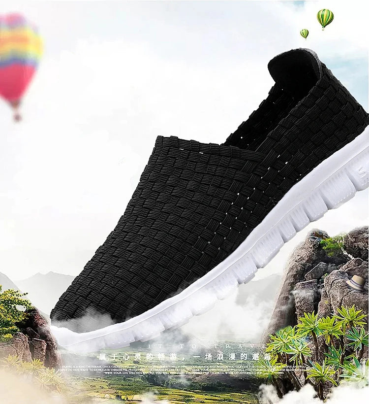 Men Sneakers Summer Shoes Casual Flats Breathable Woven Loafers Slip On Handmade 2020 Fashion Valentine Footwear Size 35-44