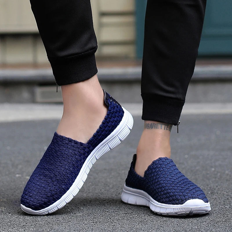 Men Sneakers Summer Shoes Casual Flats Breathable Woven Loafers Slip On Handmade 2020 Fashion Valentine Footwear Size 35-44