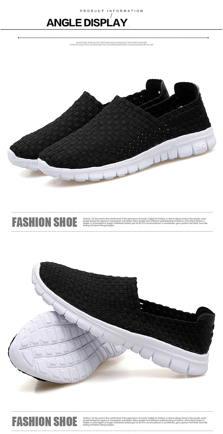 Men Sneakers Summer Shoes Casual Flats Breathable Woven Loafers Slip On Handmade 2020 Fashion Valentine Footwear Size 35-44