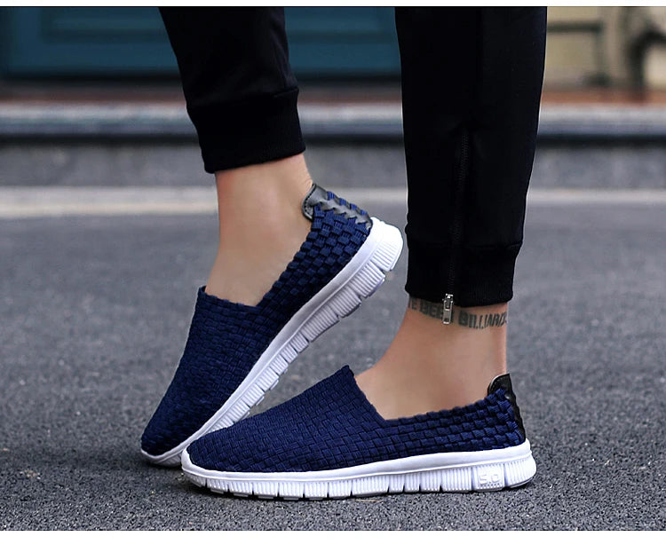Men Sneakers Summer Shoes Casual Flats Breathable Woven Loafers Slip On Handmade 2020 Fashion Valentine Footwear Size 35-44