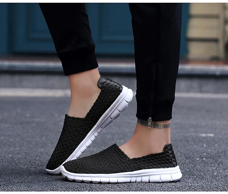 Men Sneakers Summer Shoes Casual Flats Breathable Woven Loafers Slip On Handmade 2020 Fashion Valentine Footwear Size 35-44