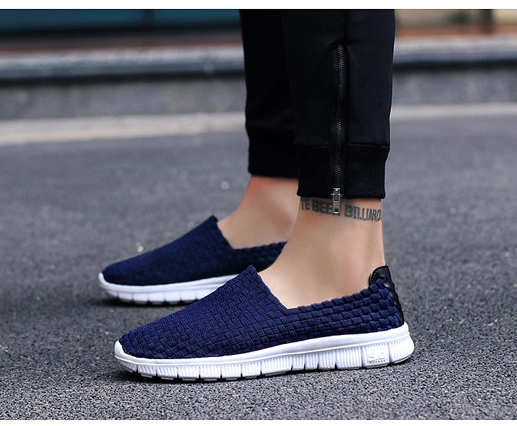 Men Sneakers Summer Shoes Casual Flats Breathable Woven Loafers Slip On Handmade 2020 Fashion Valentine Footwear Size 35-44