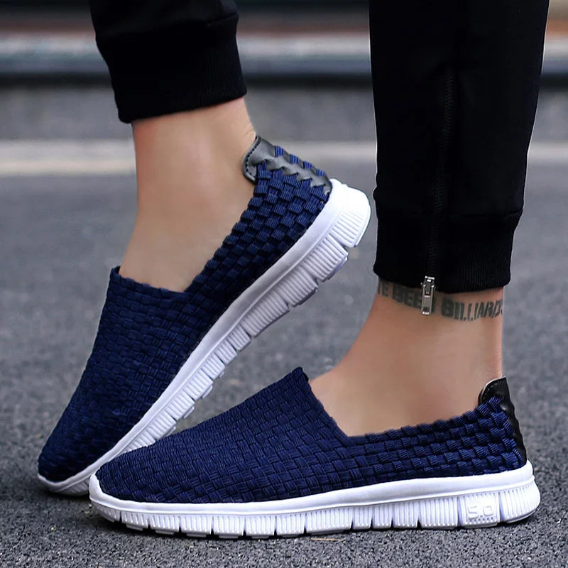 Men Sneakers Summer Shoes Casual Flats Breathable Woven Loafers Slip On Handmade 2020 Fashion Valentine Footwear Size 35-44