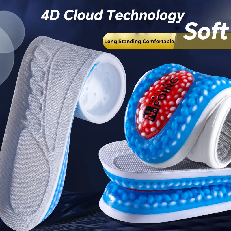 New Sport Insoles For Shoes High Elasticity Triple Shock Absorbing Sole Pad PU Memory Foam Air-cushion Super Soft Sneakers Soles