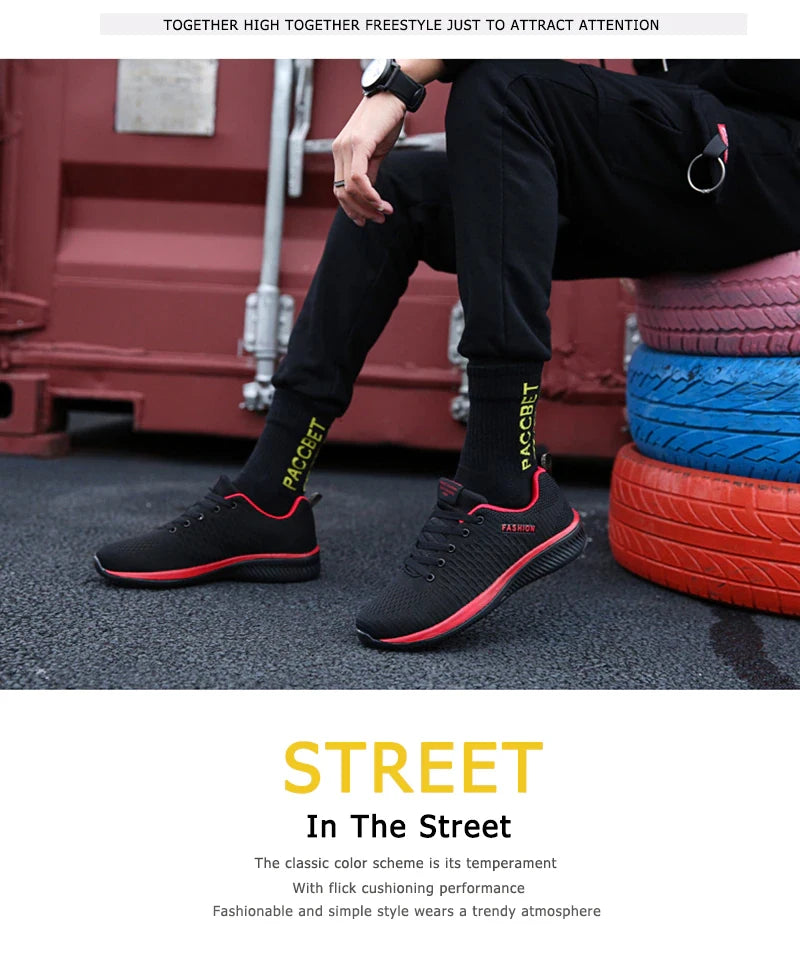 Men's Sneakers Black Casual Comfortable Knitted Sports Shoes Breathable Comfortable Running Fitness Shoes Mens Sports Shoes
