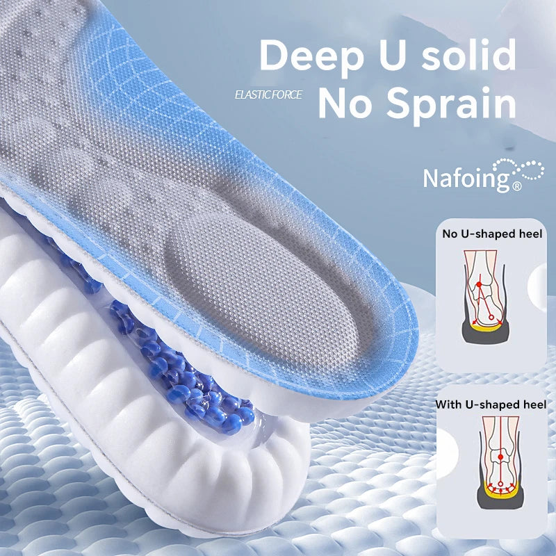 New Sport Insoles For Shoes High Elasticity Triple Shock Absorbing Sole Pad PU Memory Foam Air-cushion Super Soft Sneakers Soles
