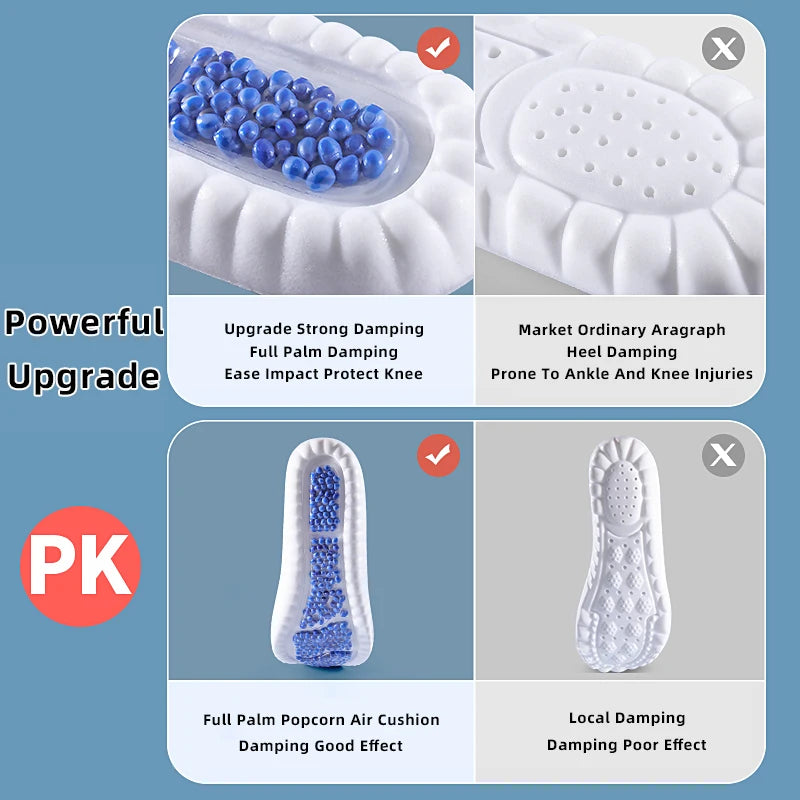 New Sport Insoles For Shoes High Elasticity Triple Shock Absorbing Sole Pad PU Memory Foam Air-cushion Super Soft Sneakers Soles