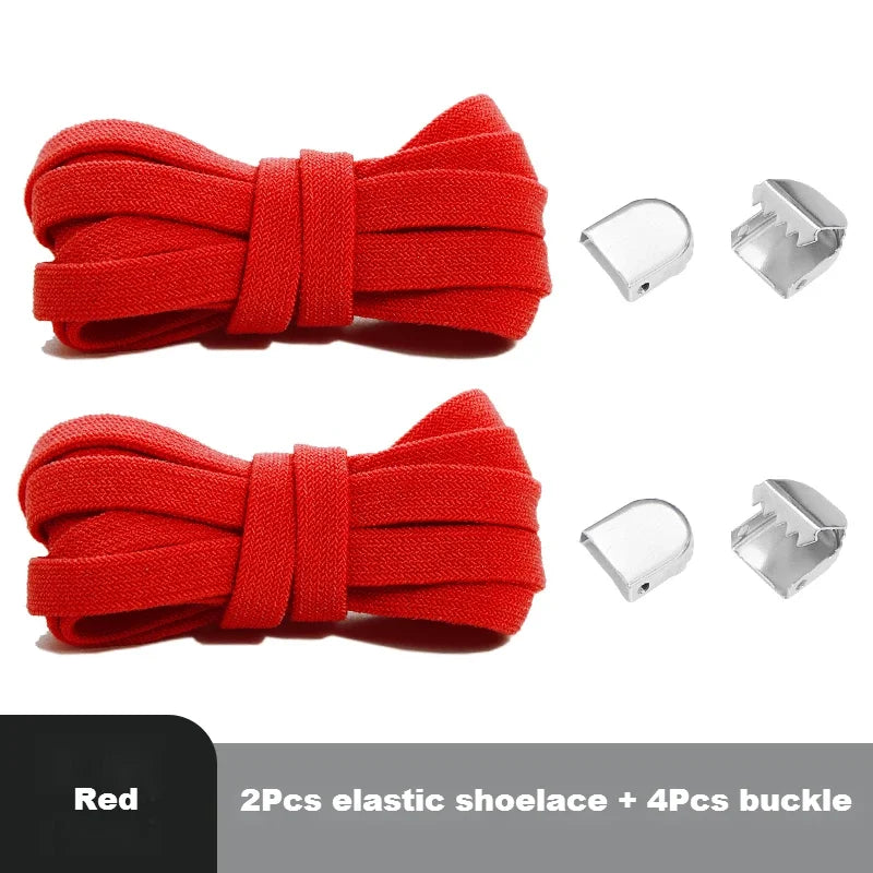 Flat Elastic Shoe Laces Sneakers No Tie Shoelaces for Shoes Tennis Quick Shoelace Clips Without Ties Shoe Accessories Kids Adult
