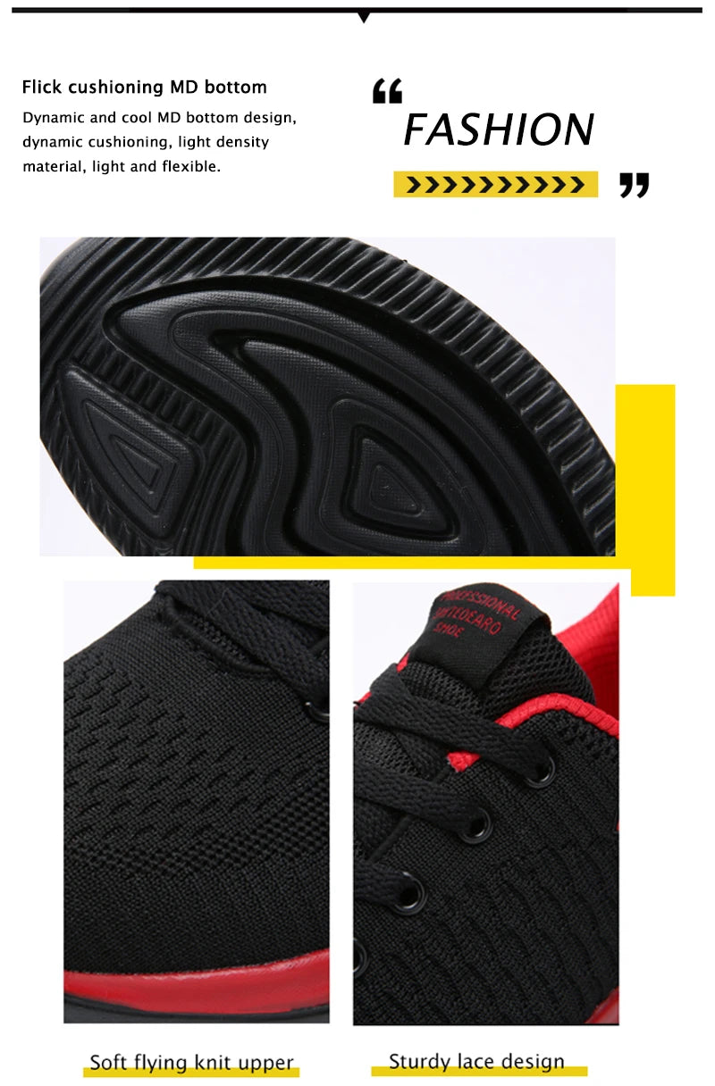 Men's Sneakers Black Casual Comfortable Knitted Sports Shoes Breathable Comfortable Running Fitness Shoes Mens Sports Shoes