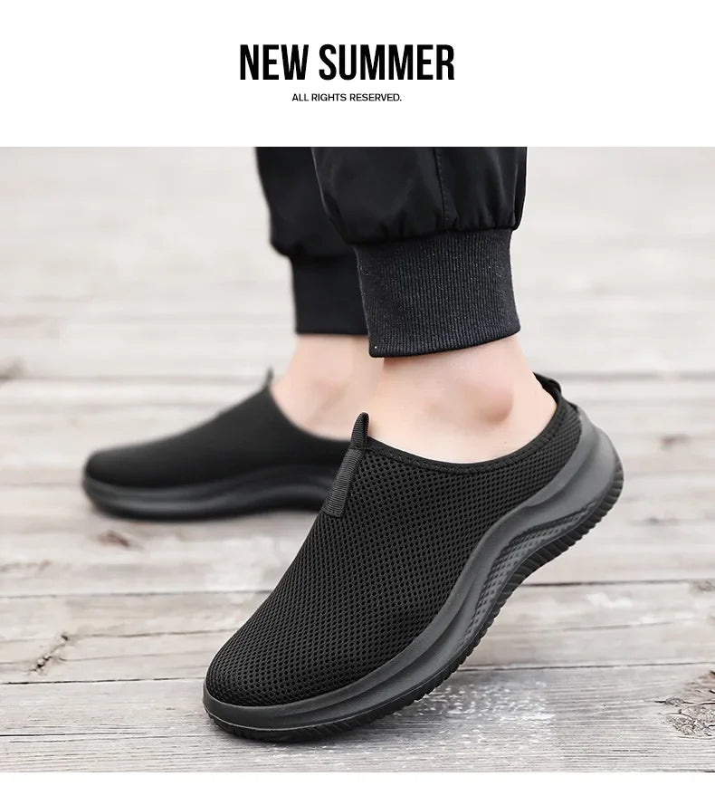 Men's Sneakers Comfortable Lightweight Soft Half Slipper Flat Running Shoes Outdoor Casual Sports Shoes Man Shoes Big Size 39-48