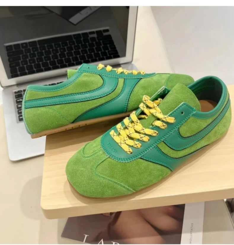 Women's Sneakers 2024 New Genuine Leather Ladies Moral Training Shoes Casual Spring Flat Shoes Women