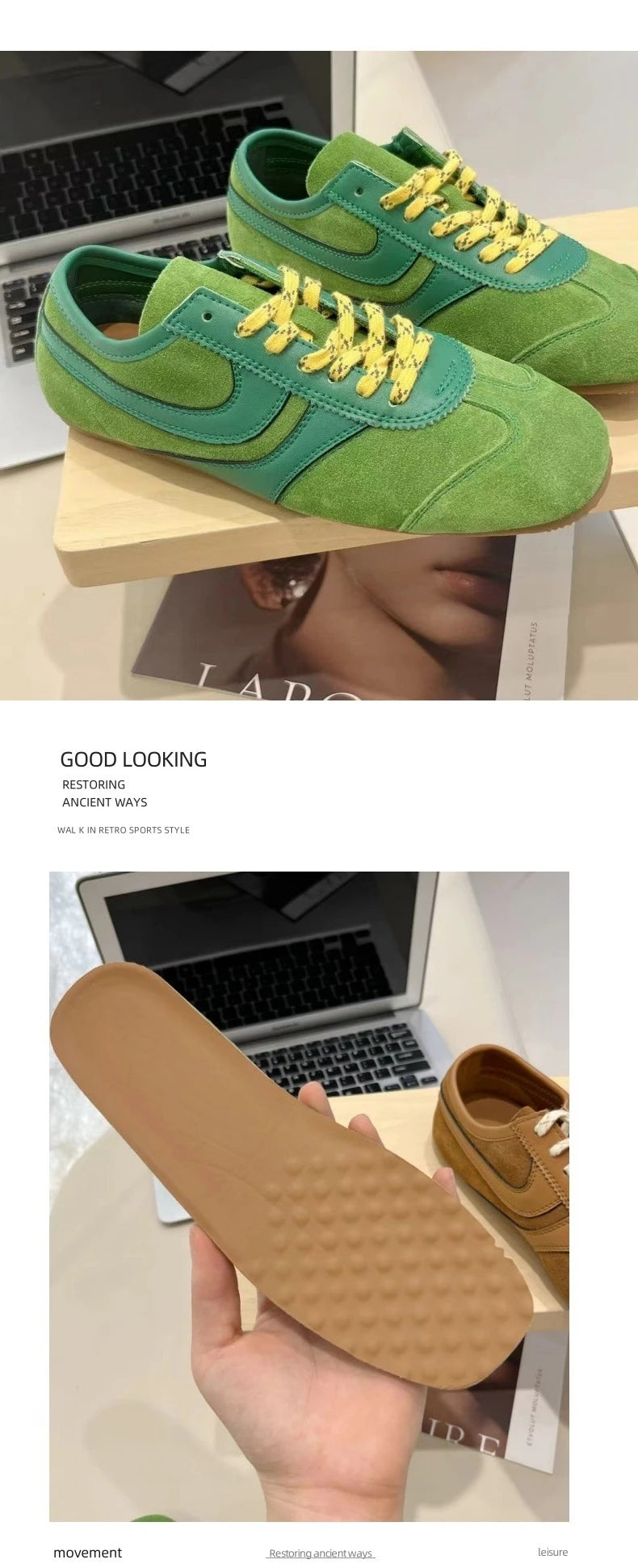 Women's Sneakers 2024 New Genuine Leather Ladies Moral Training Shoes Casual Spring Flat Shoes Women