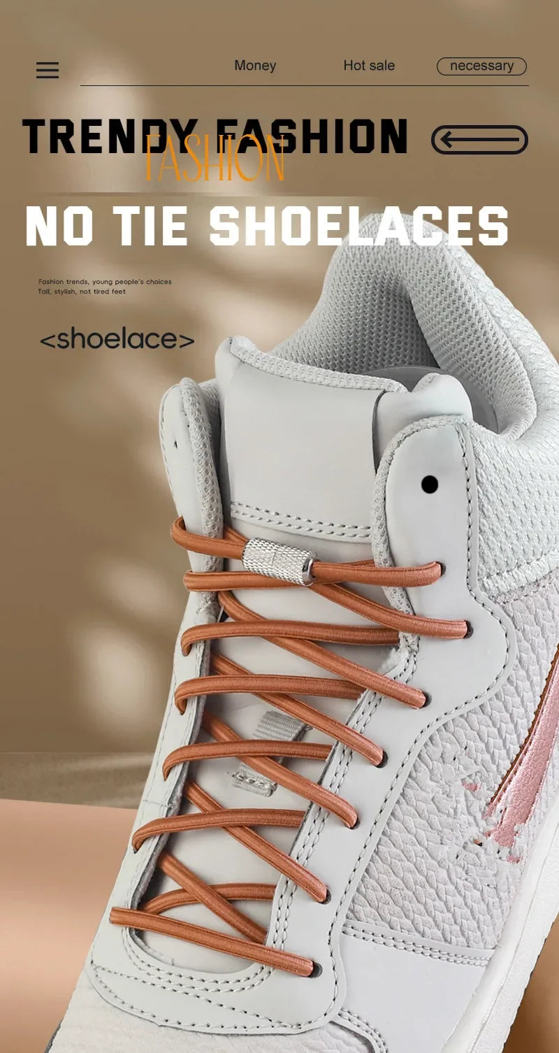 New Elastic Laces Sneakers Tennis Round Shoe laces Without ties Kids Adult No Tie Shoelace Rubber Bands Shoe Accessories