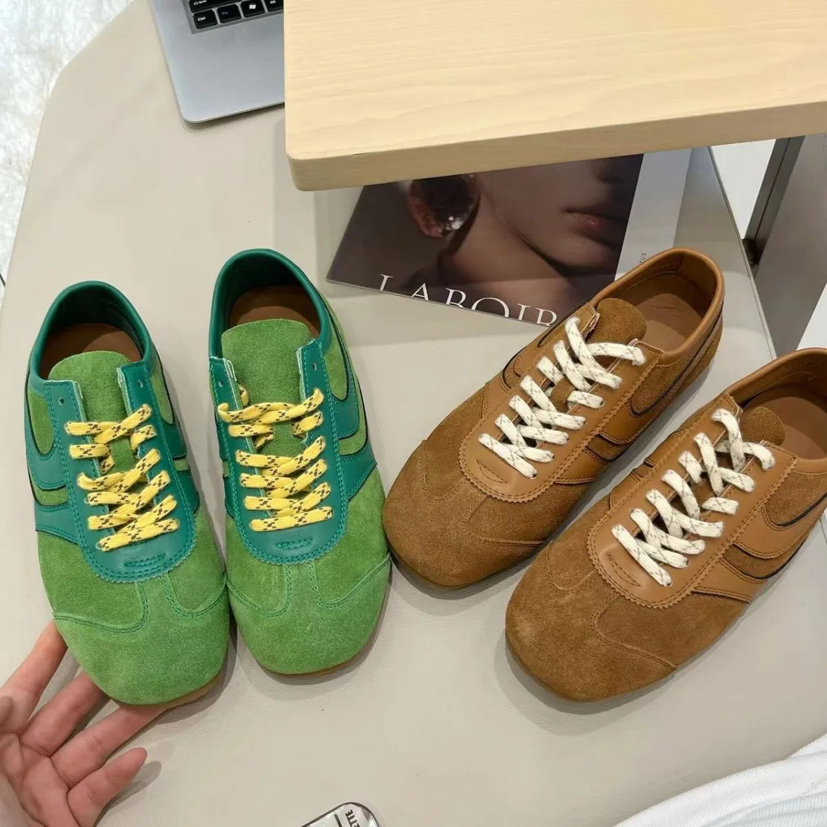 Women's Sneakers 2024 New Genuine Leather Ladies Moral Training Shoes Casual Spring Flat Shoes Women