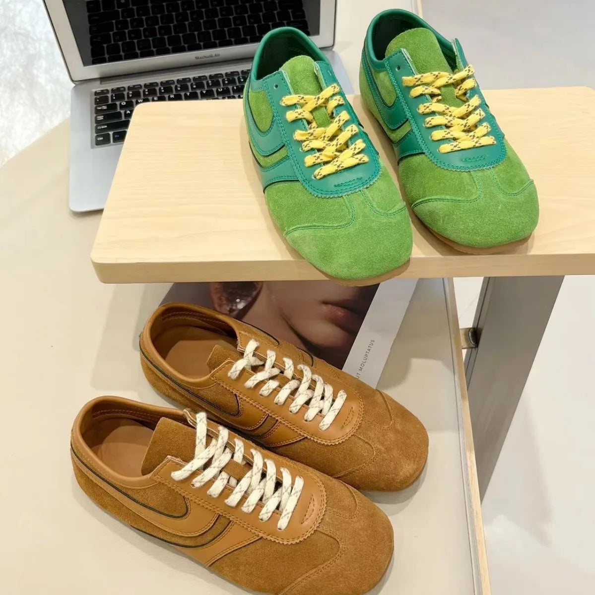 Women's Sneakers 2024 New Genuine Leather Ladies Moral Training Shoes Casual Spring Flat Shoes Women