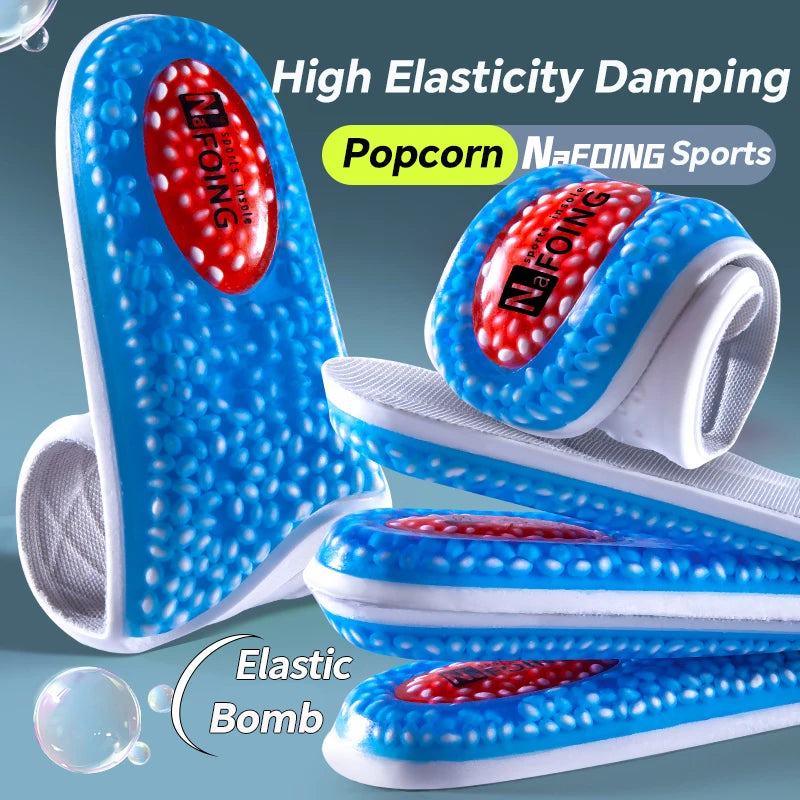 New Sport Insoles For Shoes High Elasticity Triple Shock Absorbing Sole Pad PU Memory Foam Air-cushion Super Soft Sneakers Soles