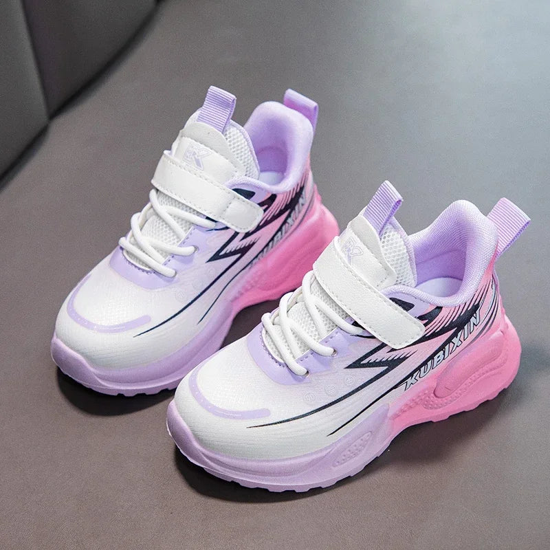 Students Sneakers Handsome Trendy Boys Girls Running Shoes Gradient Color 2024 New Fashion Children Sports Shoes Thick Soft Sole