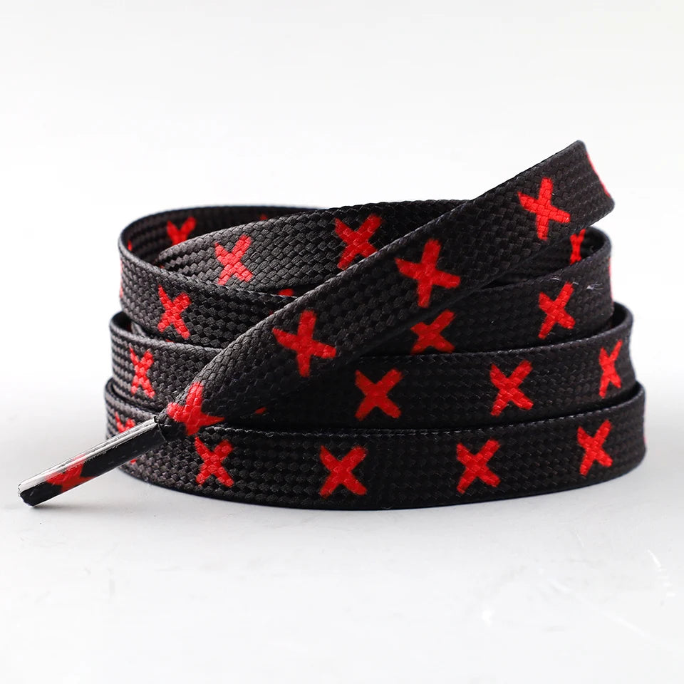 1Pair Fashion Flat Shoelaces for Sneakers Black Red X Stripes Shoe Laces for AF1 120/140/160CM Shoes Accessories Tennis Shoelace