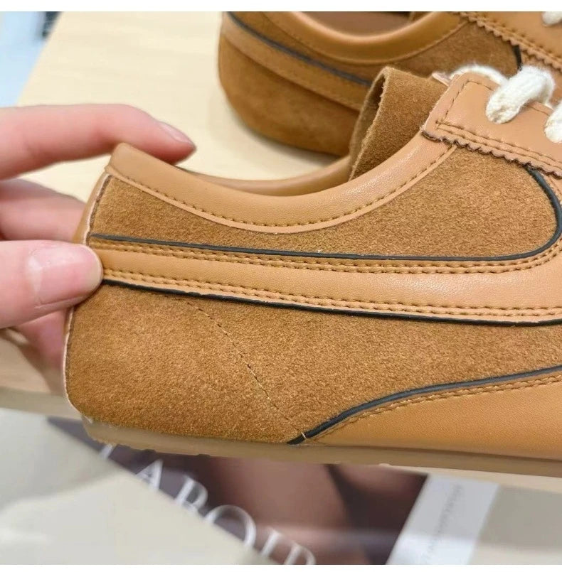 Women's Sneakers 2024 New Genuine Leather Ladies Moral Training Shoes Casual Spring Flat Shoes Women
