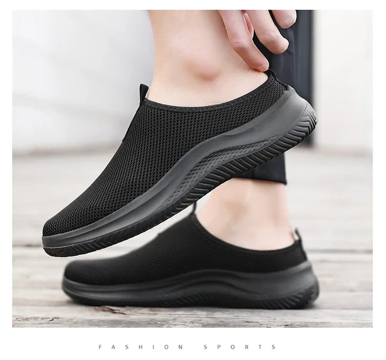 Men's Sneakers Comfortable Lightweight Soft Half Slipper Flat Running Shoes Outdoor Casual Sports Shoes Man Shoes Big Size 39-48