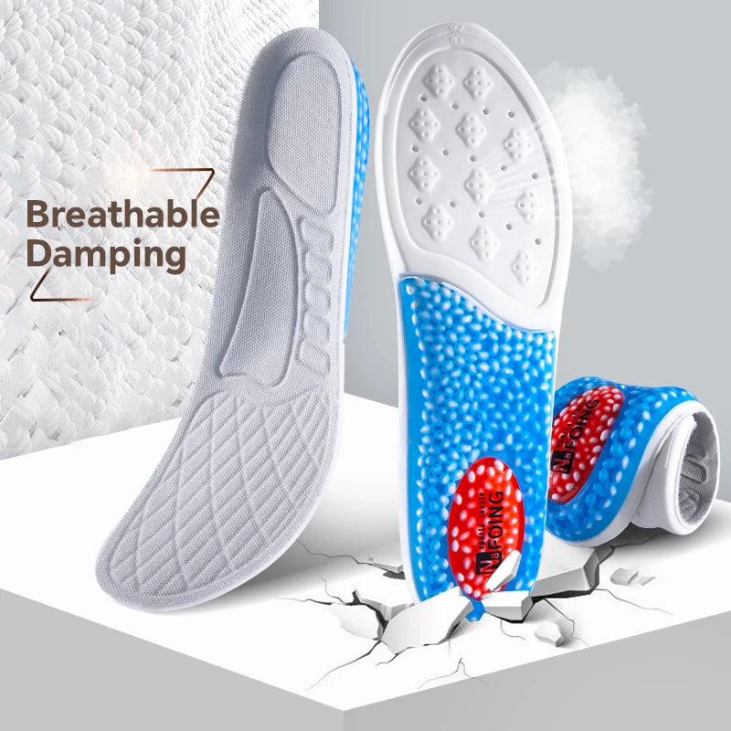 New Sport Insoles For Shoes High Elasticity Triple Shock Absorbing Sole Pad PU Memory Foam Air-cushion Super Soft Sneakers Soles