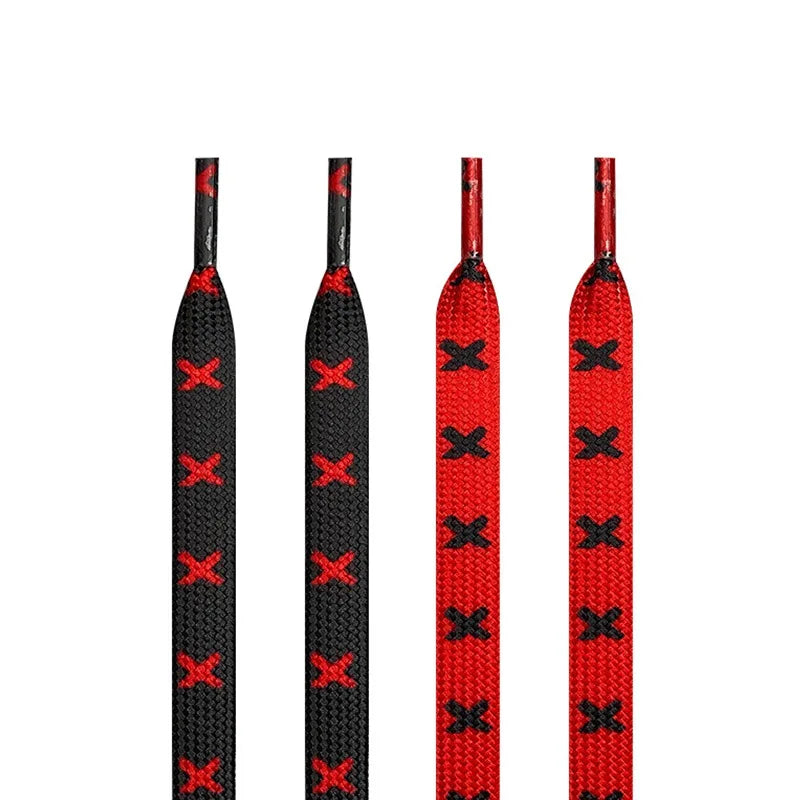 1Pair Fashion Flat Shoelaces for Sneakers Black Red X Stripes Shoe Laces for AF1 120/140/160CM Shoes Accessories Tennis Shoelace