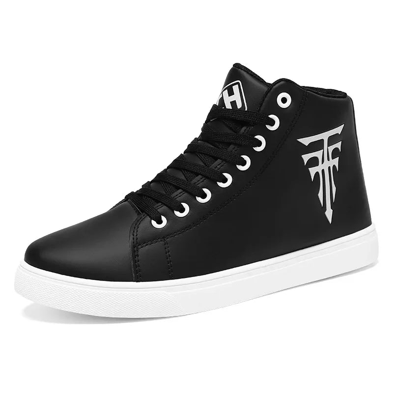 Men High Top Sneakers Fashion Leather Casual Shoes for Men Comfortable Non-slip Vulcanized Shoes Designer Outdoor Men Tenis Shoe