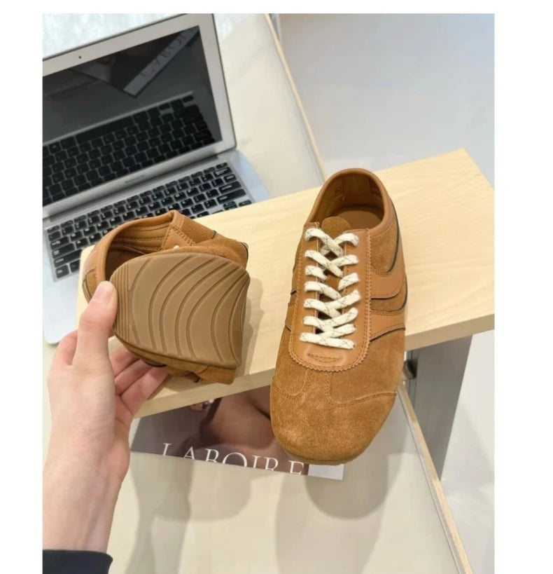 Women's Sneakers 2024 New Genuine Leather Ladies Moral Training Shoes Casual Spring Flat Shoes Women