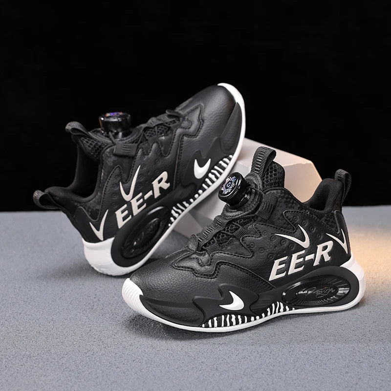 Kids Sneakers Casual Basketball Shoes for Children High-top Ankle-protected Sports Shoes for Boys Trainers PU Leather Sneaker