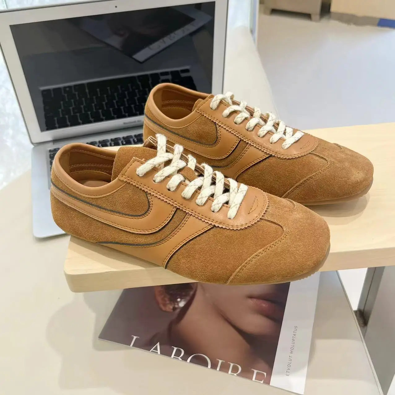 Women's Sneakers 2024 New Genuine Leather Ladies Moral Training Shoes Casual Spring Flat Shoes Women