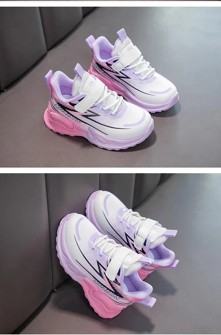 Students Sneakers Handsome Trendy Boys Girls Running Shoes Gradient Color 2024 New Fashion Children Sports Shoes Thick Soft Sole