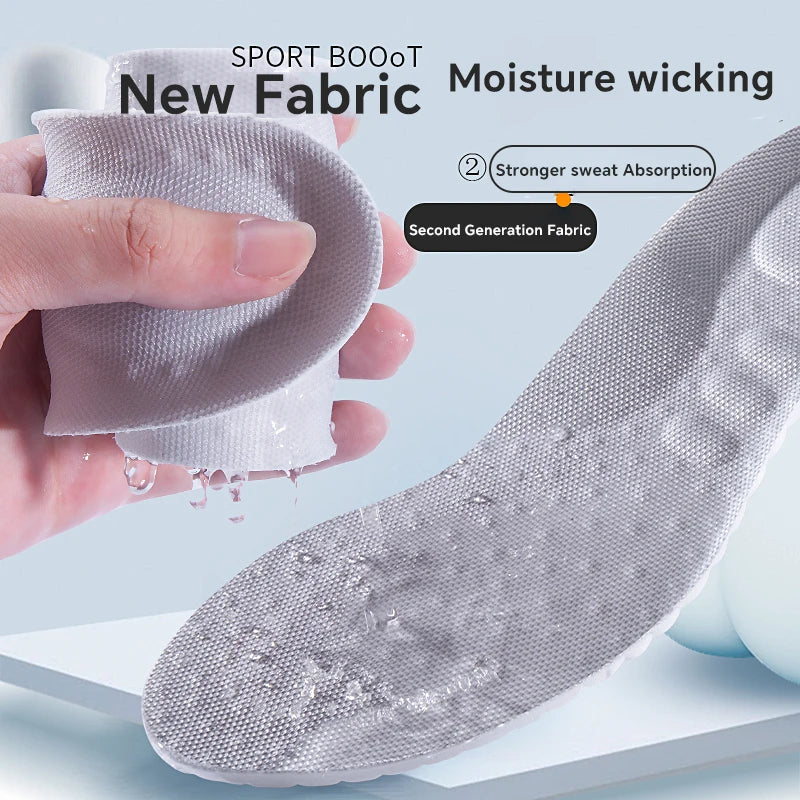 New Sport Insoles For Shoes High Elasticity Triple Shock Absorbing Sole Pad PU Memory Foam Air-cushion Super Soft Sneakers Soles