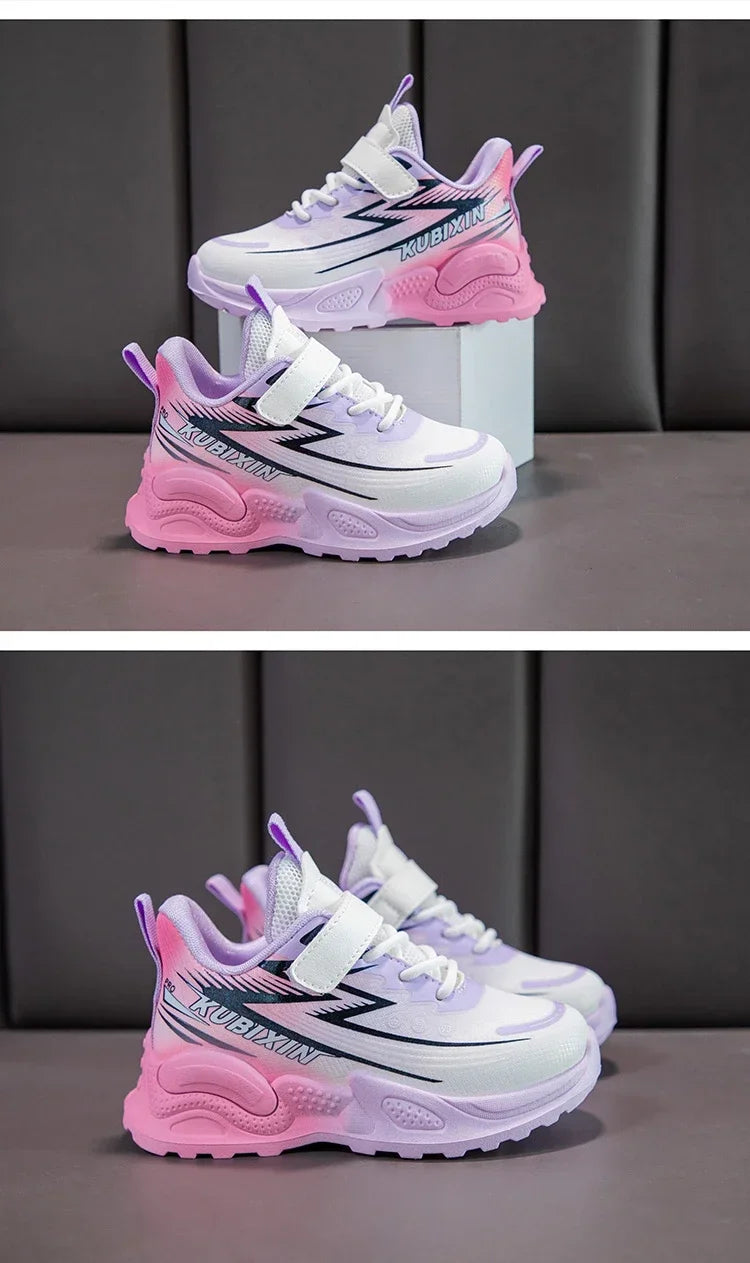 Students Sneakers Handsome Trendy Boys Girls Running Shoes Gradient Color 2024 New Fashion Children Sports Shoes Thick Soft Sole