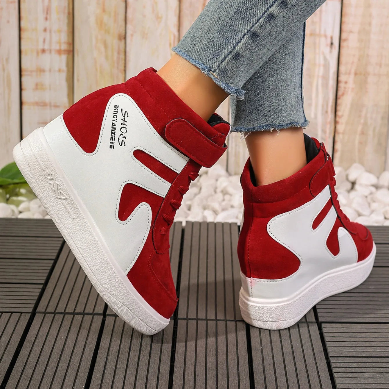 Sneakers Women New High Top Platform Casual Wedges Sneakers Autumn Winter Female Black Internal Increase Vulcanize Women Shoes