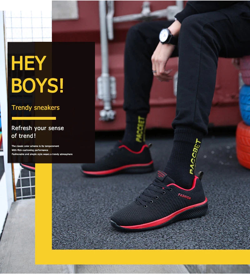 Men's Sneakers Black Casual Comfortable Knitted Sports Shoes Breathable Comfortable Running Fitness Shoes Mens Sports Shoes