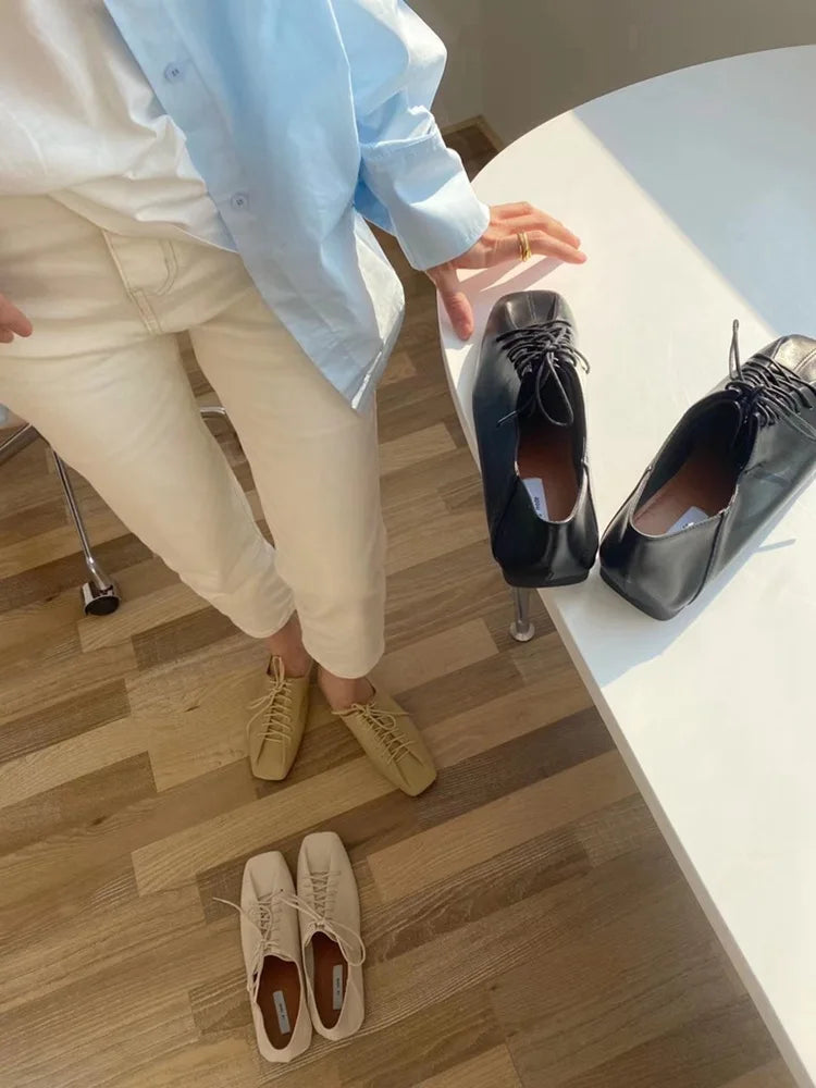 Women's Sneakers Summer 2023 Shoes Woman-shoes New Casual Roses PU Lace-Up Low Rubber Basic Cross-tied Leisure Spring Square