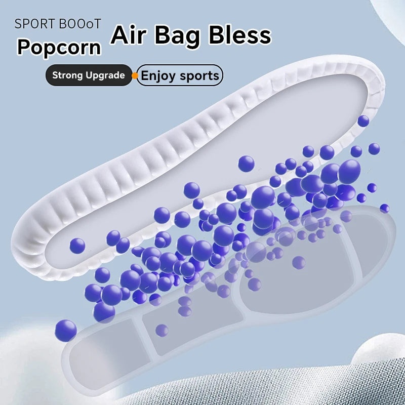 New Sport Insoles For Shoes High Elasticity Triple Shock Absorbing Sole Pad PU Memory Foam Air-cushion Super Soft Sneakers Soles