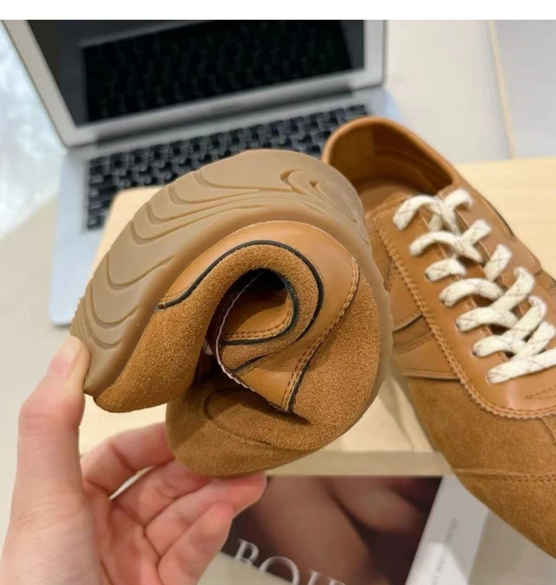 Women's Sneakers 2024 New Genuine Leather Ladies Moral Training Shoes Casual Spring Flat Shoes Women