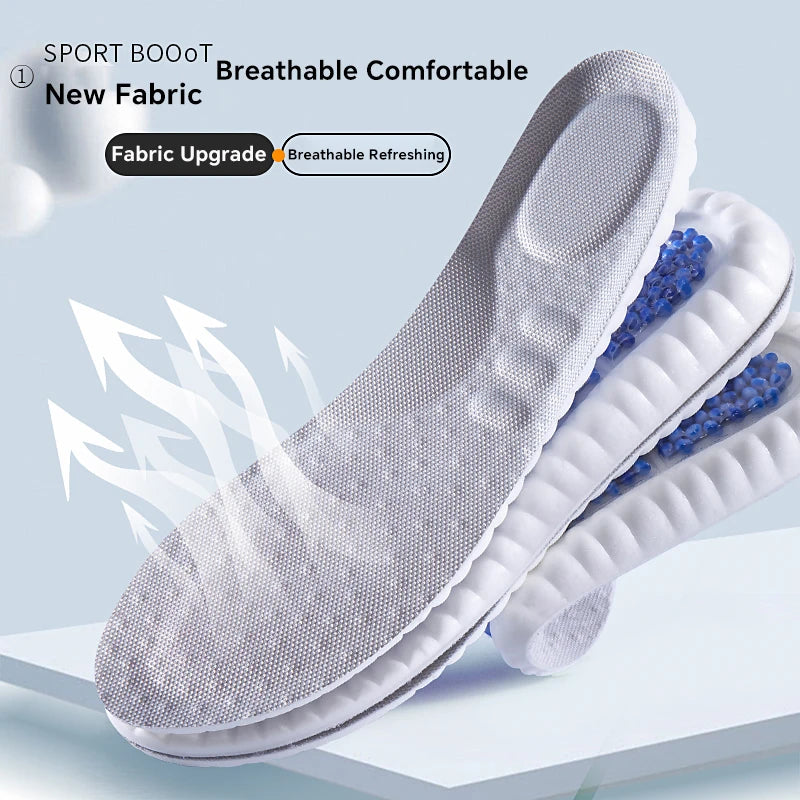 New Sport Insoles For Shoes High Elasticity Triple Shock Absorbing Sole Pad PU Memory Foam Air-cushion Super Soft Sneakers Soles