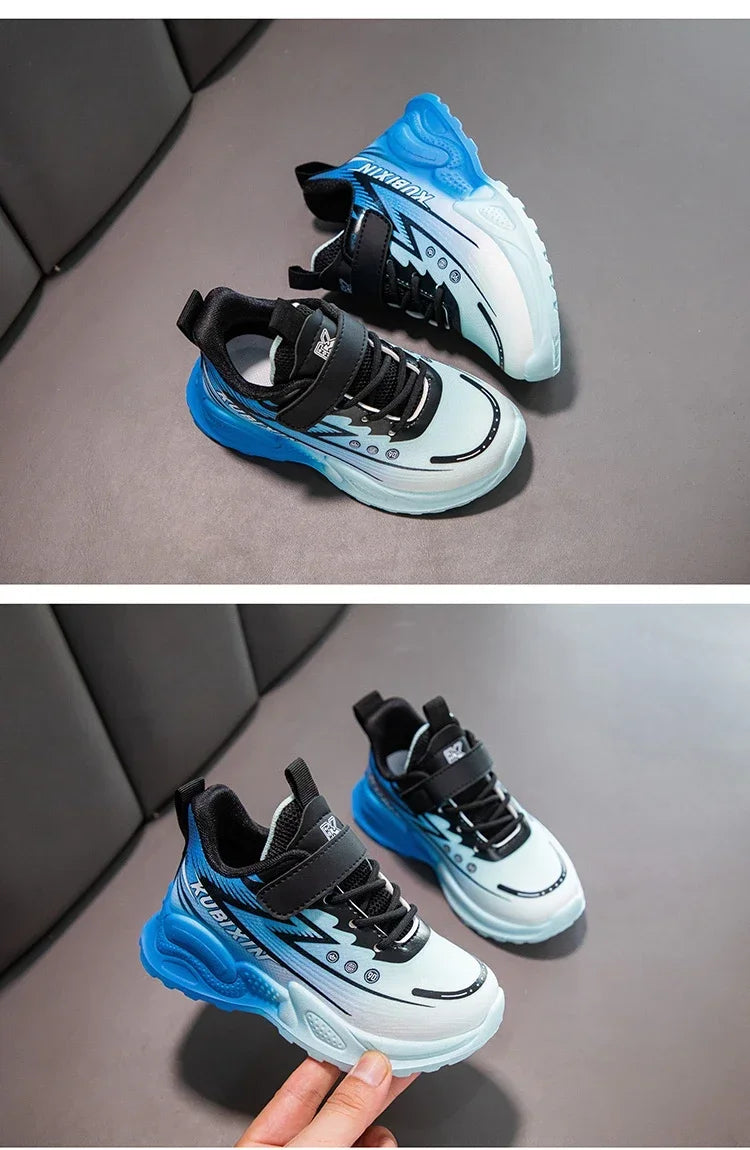 Students Sneakers Handsome Trendy Boys Girls Running Shoes Gradient Color 2024 New Fashion Children Sports Shoes Thick Soft Sole