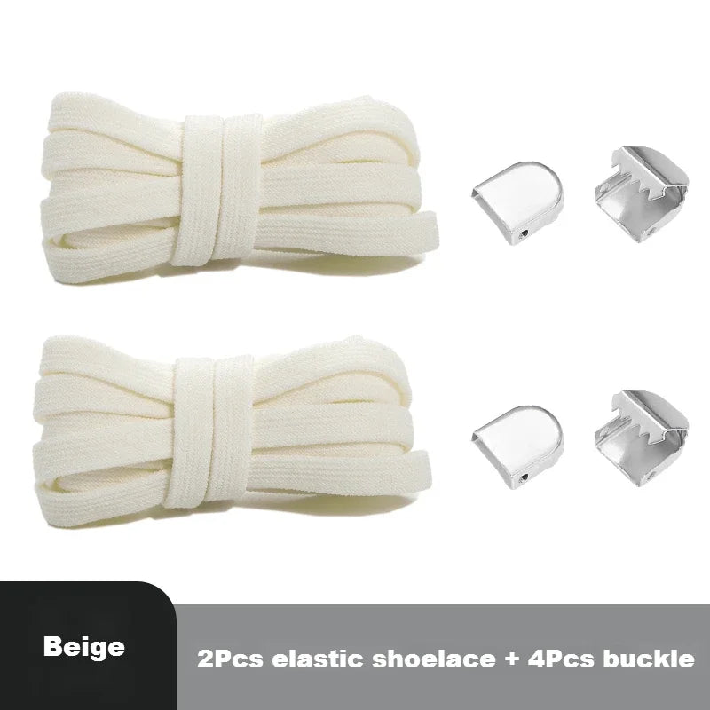 Flat Elastic Shoe Laces Sneakers No Tie Shoelaces for Shoes Tennis Quick Shoelace Clips Without Ties Shoe Accessories Kids Adult