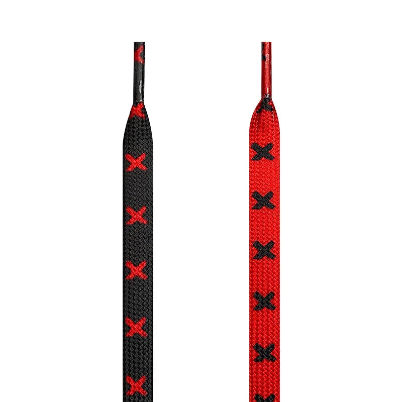 1Pair Fashion Flat Shoelaces for Sneakers Black Red X Stripes Shoe Laces for AF1 120/140/160CM Shoes Accessories Tennis Shoelace