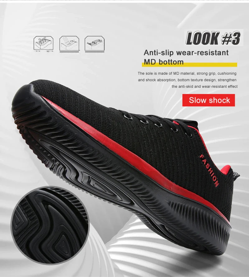 Men's Sneakers Black Casual Comfortable Knitted Sports Shoes Breathable Comfortable Running Fitness Shoes Mens Sports Shoes