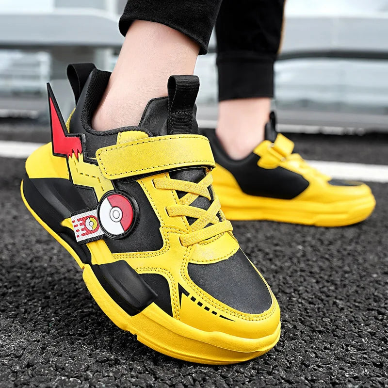 Four Season Sports Kids Cartoon Sneakers Outdoor Boys Classic Running Shoes Pu Leather Children's Walking Footwear Leisure