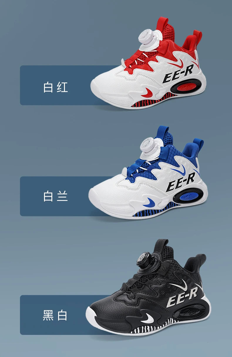 Kids Sneakers Casual Basketball Shoes for Children High-top Ankle-protected Sports Shoes for Boys Trainers PU Leather Sneaker