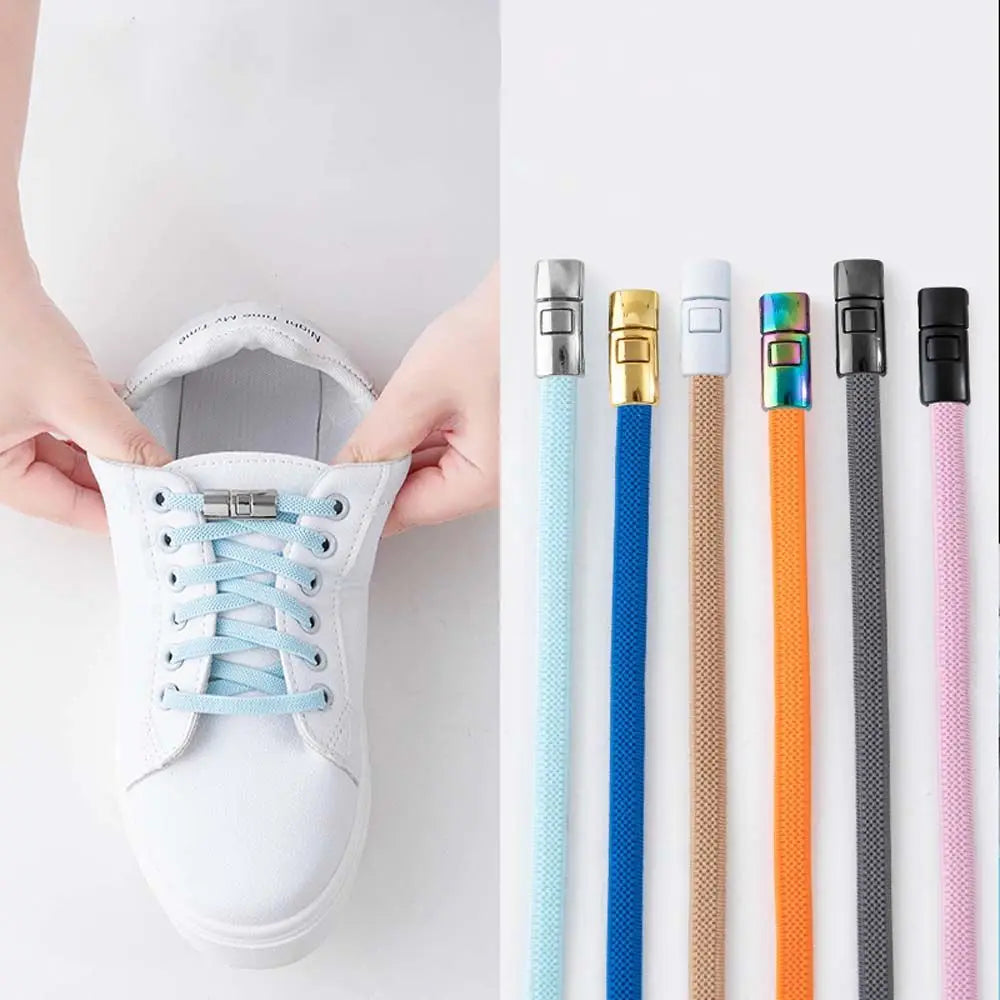 DIY Creative Shoes Accessories No Tie Shoelaces Safety Sneakers Strings Snap Shoelaces Metal Lock Laces Clasp Lazy Laces Buckle