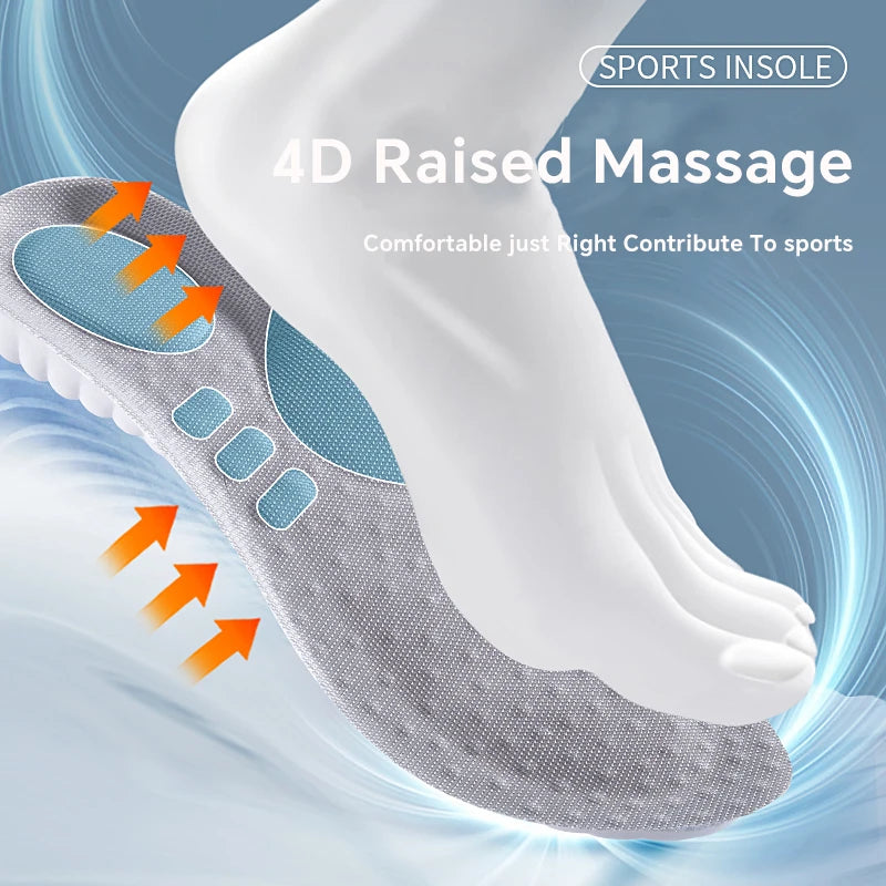 New Sport Insoles For Shoes High Elasticity Triple Shock Absorbing Sole Pad PU Memory Foam Air-cushion Super Soft Sneakers Soles