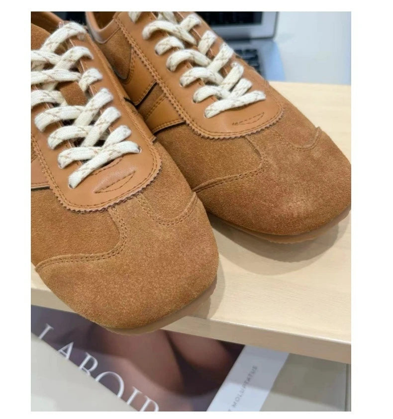 Women's Sneakers 2024 New Genuine Leather Ladies Moral Training Shoes Casual Spring Flat Shoes Women