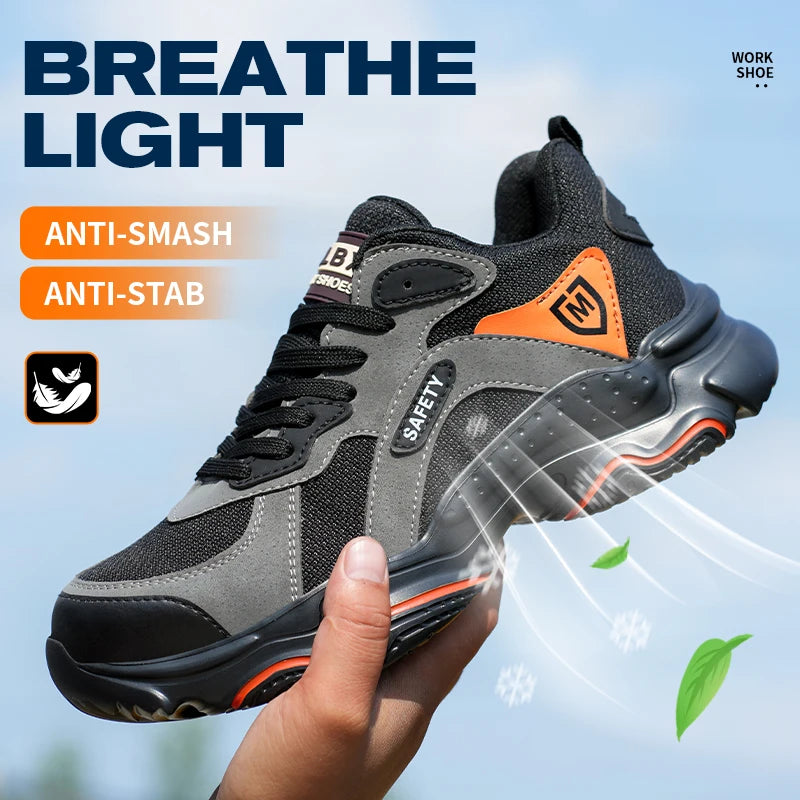 Work Sneakers for Men Safety Shoes Anti-smash Anti puncture Indestructible Shoes Breathable comfort Steel Toe Protection Shoes