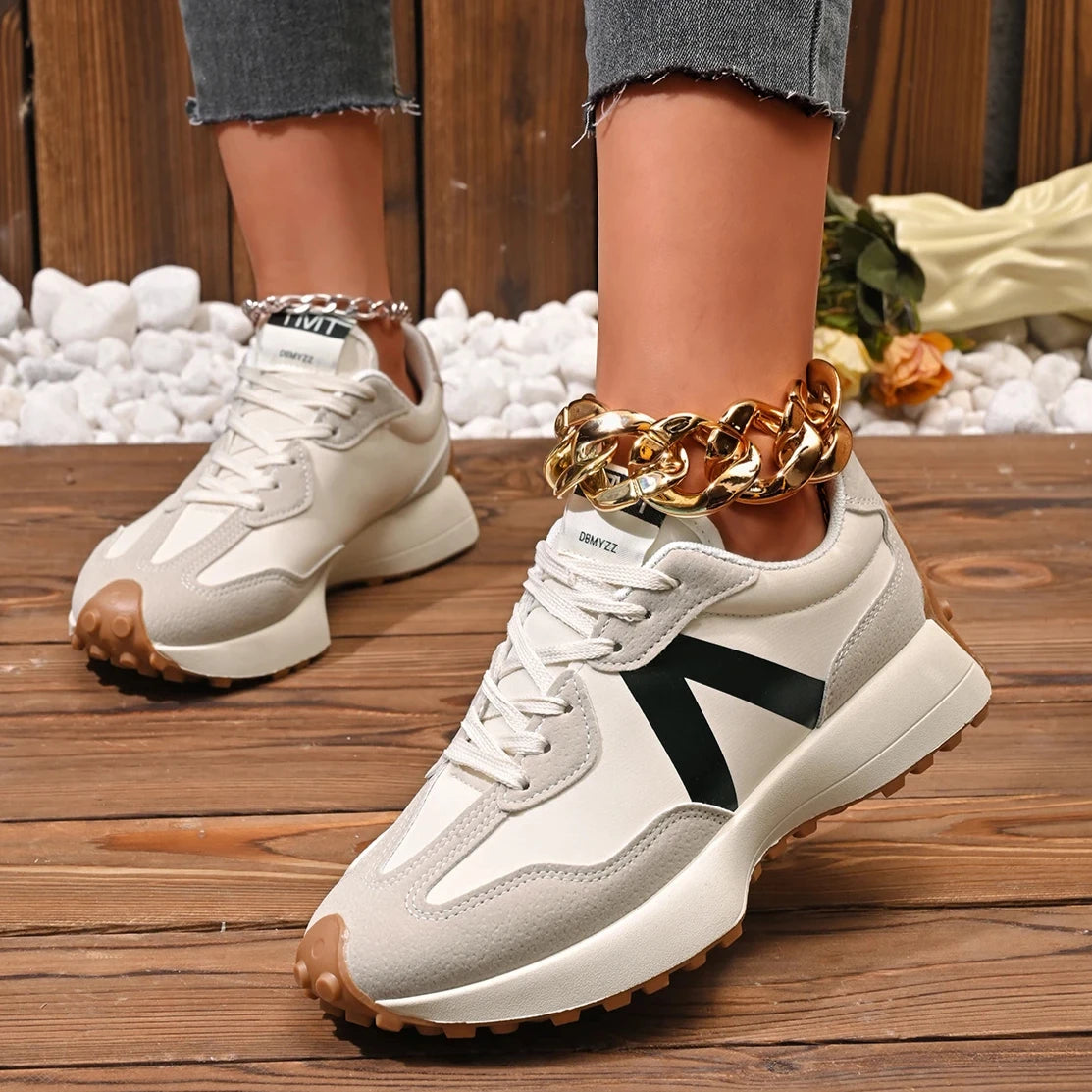 Women Sneakers 2025 New Casual Versatile Thick-soled Running Sneakers Women Fashionable High-quality Luxury Lace-up Shoes Women